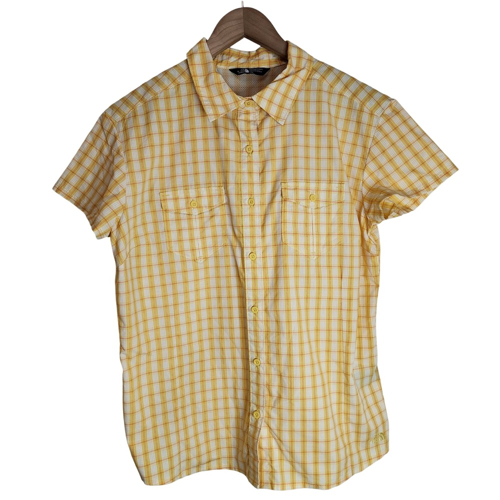 The North Face Shirt Women's XL Button‎ Up Short Sleeve Outdoors Top Yellow